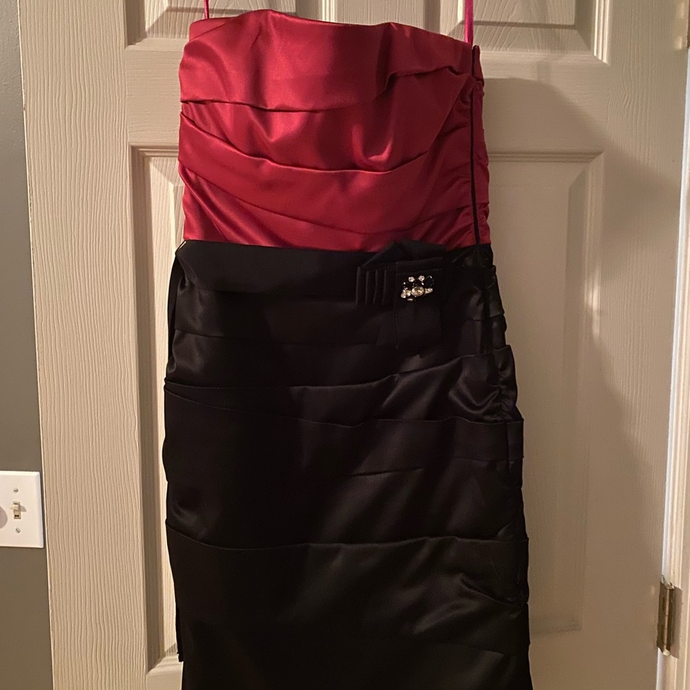 Pink and black knee length cocktail dress. White House black market size 6